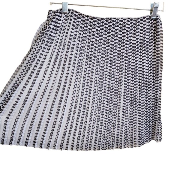 Thakoon Black White Pleated Mini Skirt Size 4 Women's Chiffon Silk Polka Dot - Picture 1 of 12